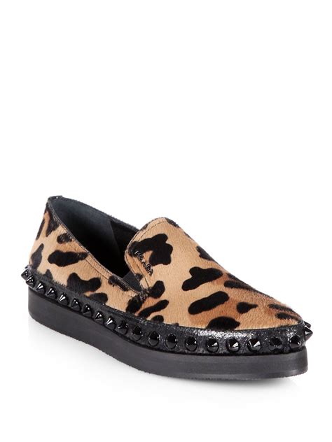 prada leopard print loafers|prada calf loafers.